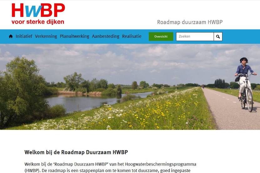 Screenshot homepage website roadmap duurzaam HWBP