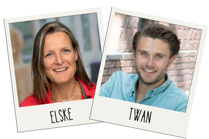 Twee polaroids met daarop portretten van Elske Schrijvers en Twan Smitskamp