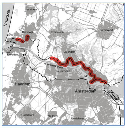 Topografische kaart met gebied van dijkversterking